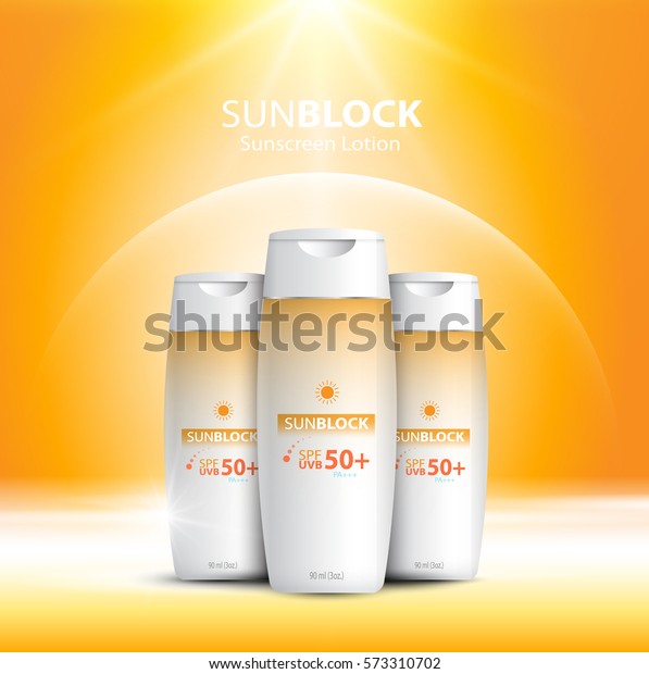 Sunblock Ads Template Sun Protection Cosmetic Stock Vector (Royalty ...