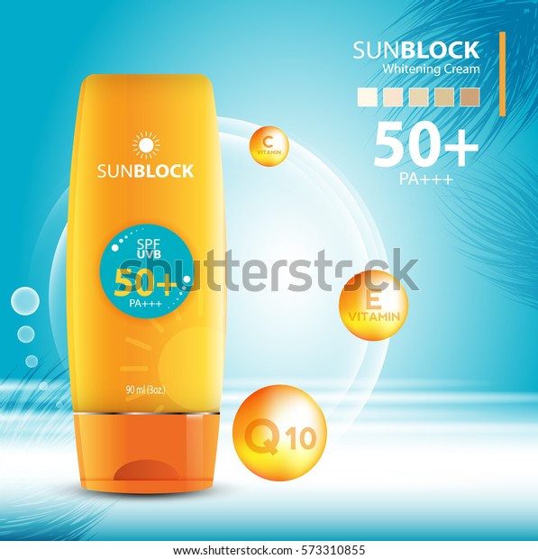 Sunblock Ads Template Sun Protection Cosmetic Stock Vector (Royalty ...