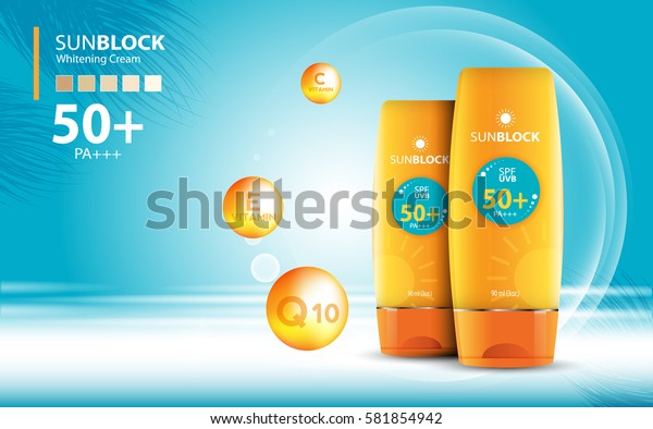 Sunblock Ads Template Sun Protection Cosmetic Stock Vector (royalty 