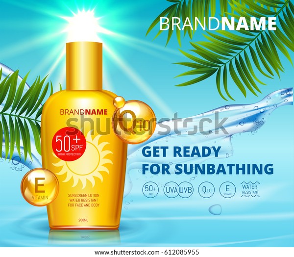 Sunblock Ads Template Sun Protection Sunscreen Stock Vector (Royalty ...