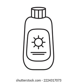 sunblock bottle icon on white background