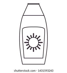 sunblock bottle on white background