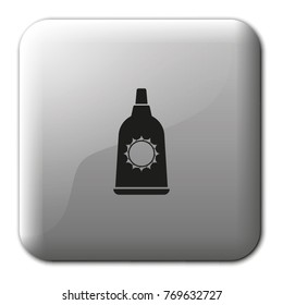 Sunblock cream bottles flat vector icon.
