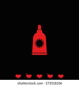 Sunblock cream bottles icon.
