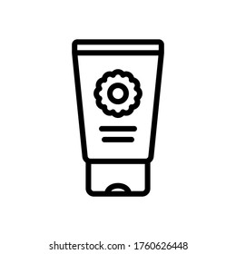 Icono de contenedor de crema de bloques de sol en estilo de línea