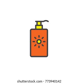 Sunblock cream filled outline icon, line vector sign, linear colorful pictogram isolated on white. Sun protection cream symbol, logo illustration. Pixel perfect vector graphics