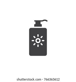 Sunblock cream icon vector, filled flat sign, solid pictogram isolated on white. Sun protection cream symbol, logo illustration.