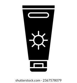 Sunblock cream solid icon, Summer concept, Sunscreen sign on white background, sun protection cream icon in glyph style for mobile concept and web design. Vector graphics