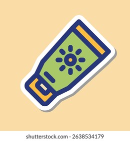 sunblock editable cartoon style sticker vector