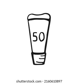 Sunblock. Hand drawn vector illustration. Line art style isolated isolated on white background.