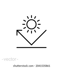 Sunblock icon. Simple outline style. Sun protective surface, ultraviolet, UV, anti, solar, light, lightweight, UVA, UVB, spf. Vector illustration isolated on white background. Editable stroke EPS 10