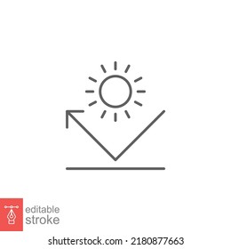 Sunblock icon. Simple outline style. Sun protective surface, ultraviolet, UV, anti, solar, light, lightweight, UVA, UVB, spf. Vector illustration isolated on white background. Editable stroke EPS 10