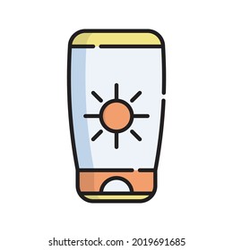 Sunblock Icon Vector Illustration. Flat Outline Cartoon. Travel and Tourism Icon Concept Isolated Premium Vector