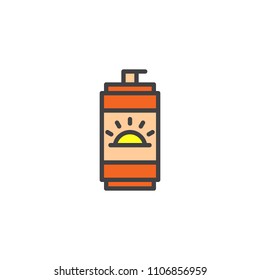 Sunblock lotion filled outline icon, line vector sign, linear colorful pictogram isolated on white. Sunscreen symbol, logo illustration. Pixel perfect vector graphics