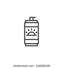 Sunblock lotion outline icon. linear style sign for mobile concept and web design. Sunscreen simple line vector icon. Symbol, logo illustration. Pixel perfect vector graphics