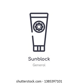 sunblock outline icon. isolated line vector illustration from general collection. editable thin stroke sunblock icon on white background