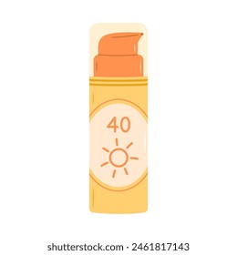 Sunblock spf cream. SPF 40. Protection for skin. Flat vector illustration isolated on white background