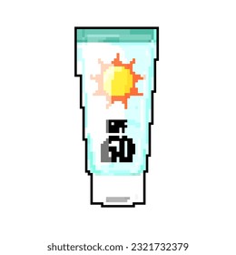 sunblock sun cream game pixel art retro vector. bit sunblock sun cream. old vintage illustration