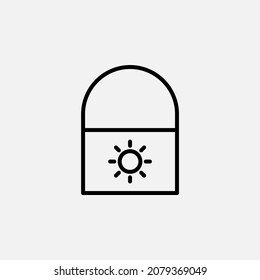 Sunblock, icono de línea de protección solar, vector, ilustración, plantilla de logotipo. Idóneo para muchos fines.