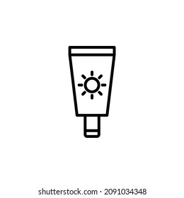 Sunblock, Sunscreen, Lotion, Summer Line Icon, Vector, Illustration, Logo Template. Suitable For Many Purposes.