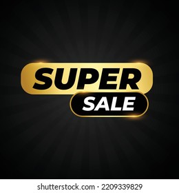sunbrust black Background with gold super sale banner, Abstract black wallpaper perfect for banners, posters, social media promotions, vector template. eps vector file