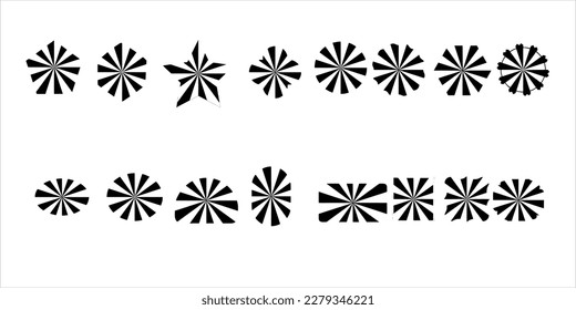 sunbrust icon set forms abstract and relevant flat shapes