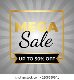sunbrust white grey Background with Gold Mega Sale Discount, Abstract white grey wallpaper perfect for banners, posters, social media promotions, vector template. eps vector file