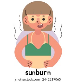 Sunburn 7 niedlich auf einem weißen Hintergrund, Vektor-Illustration.
