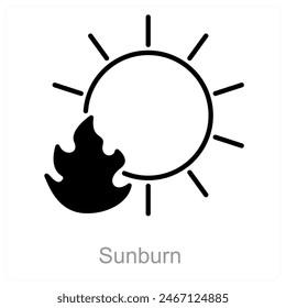 Sonnenbrand und Hitze-Ikone Konzept