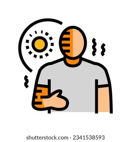 vector de icono de color caliente de quemadura solar. señal caliente de quemaduras de sol. ilustración de símbolo aislado