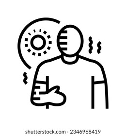 vector de icono de línea activa de grabación de sol. señal caliente de quemaduras de sol. símbolo de contorno aislado ilustración negra