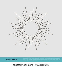 Sunburn Icon Vector, Vintage Sunlight Line Art Logo Template Illustration Design. Vector EPS 10.