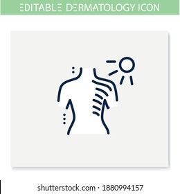 Sunburn line icon. Skin problem, dermatologic disease. Scald, thermal damage. Skincare, cosmetology, medicine. Health and beauty concept. Isolated vector illustration. Editable stroke 