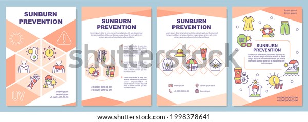 Sunburn prevention brochure template. Skin\
protection from sun. Flyer, booklet, leaflet print, cover design\
with linear icons. Vector layouts for presentation, annual reports,\
advertisement pages