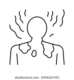 sunburn skin disease line icon vector. sunburn skin disease sign. isolated contour symbol black illustration
