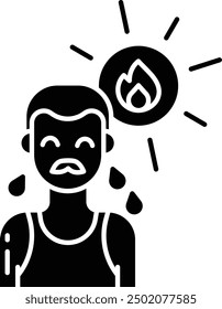 Sunburn solid glyph vector illustration