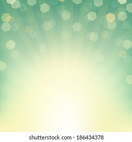 Sunburst Background With Bokeh, With Gradient Mesh, Vector Illustration