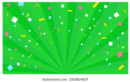 Sunburst background with flying confetti