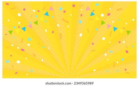 Sunburst background with garland and confetti