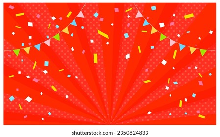 Sunburst background with garland and confetti