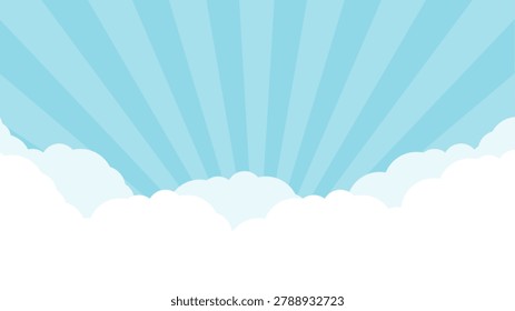Sunburst background graphic featuring a blue sky and clouds