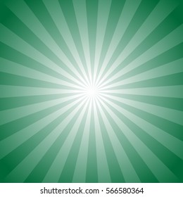 Sunburst background, green color.