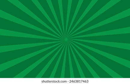 Sunburst background. Green sunbeam. Wallpaper with green sun burst. Backdrop for circus. Starburst with sunlight. Abstract retro background. Swirl of texture with stripes. vector EPS 10