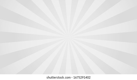 Sunburst background with grey rays. Abstract summer sun shine. Grey colors. Flat vector illustration