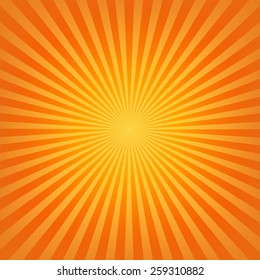Sunburst Background. Holiday vector yellow background with rays. Rays abstract background. Orange abstract design. 