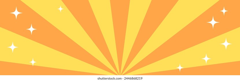 Sunburst background illustration with glitter decoration. (orange, Landscape)