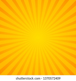 Sunburst background. Orange background with radial lines for retro illustration in pop art style. - vector illustration