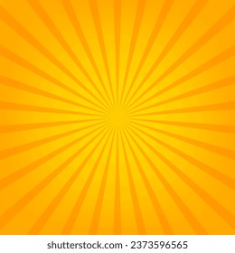 Sunburst background. Orange background with radial lines for retro illustration in pop art style. Vintage background for comic superhero text, speech bubble, message. Vector illustration