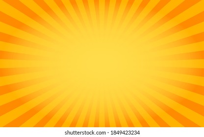Sunburst background orange. Yellow sun rays. Sun wallpaper. Abstract banner. Vector vintage.