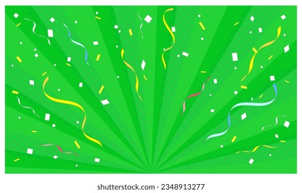 Sunburst background with ribbons and confetti